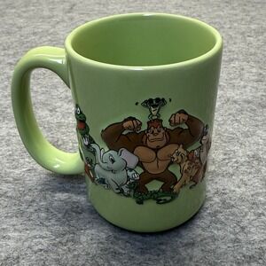 Rainforest Cafe Mug Green Jungle Animals Ceramic Vintage Thailand